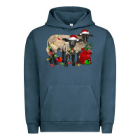 Pigment Midnight Navy Christmas Suffolk Sheep And Baby Suffolk Sheep Urban Hoodie - LillyAllenDesigns