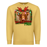 Antique Gold merry christmas y'all highland cow Premium Sweatshirt - Jasminsmagicworld