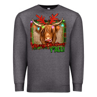 Charcoal Heather merry christmas y'all highland cow Premium Sweatshirt - Jasminsmagicworld
