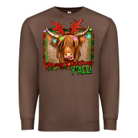 Chestnut merry christmas y'all highland cow Premium Sweatshirt - Jasminsmagicworld