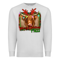 Dove Grey merry christmas y'all highland cow Premium Sweatshirt - Jasminsmagicworld