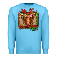 Ocean Blue merry christmas y'all highland cow Premium Sweatshirt - Jasminsmagicworld
