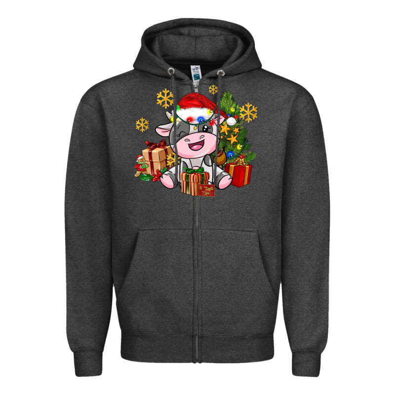 Little Cute Christmas Cow Zipper Hoodie by AdoDesignShop | Teevron
