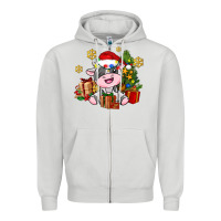 Dove Grey little cute christmas cow Zipper Hoodie - AdoDesignShop