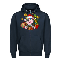 Navy little cute christmas cow Zipper Hoodie - AdoDesignShop