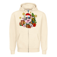 Sandshell little cute christmas cow Zipper Hoodie - AdoDesignShop