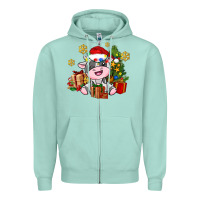 Seafoam little cute christmas cow Zipper Hoodie - AdoDesignShop