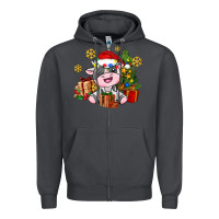 Smoke little cute christmas cow Zipper Hoodie - AdoDesignShop