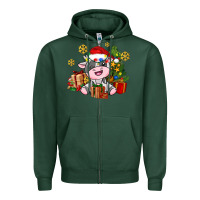 Sports Green little cute christmas cow Zipper Hoodie - AdoDesignShop