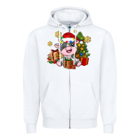 White little cute christmas cow Zipper Hoodie - AdoDesignShop
