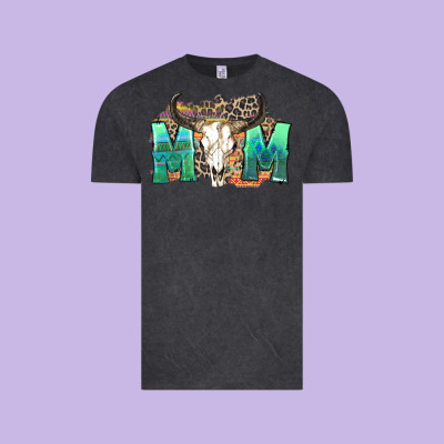Mom With Bull Skull Vintage Tee Designed By Zillion Design Studio