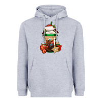 Heather Grey Christmas vacation trapper hat coffee cup Heavyweight Hoodie - Jasminsmagicworld