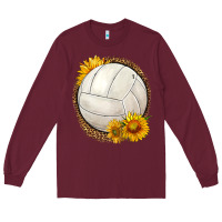 Burgundy western volleyball with sunflower Long Sleeve Tee - HRA Design Shop