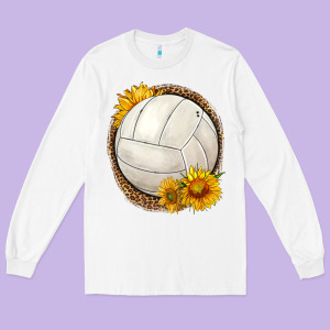 Western Volleyball With Sunflower Long Sleeve Tee Designed By Hra Design Shop