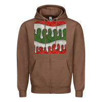 Chestnut christmas plaid and white glitter snow seamless pattern Zipper Hoodie - BundleAndBundleShop