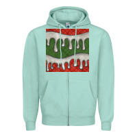 Seafoam christmas plaid and white glitter snow seamless pattern Zipper Hoodie - BundleAndBundleShop