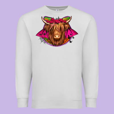 Halloween Highland Cow Horseshoe Premium Sweatshirt Designed By Jasminsmagicworld