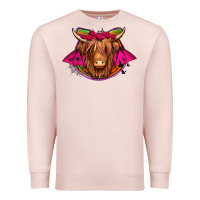 Pale Pink halloween highland cow horseshoe Premium Sweatshirt - Jasminsmagicworld
