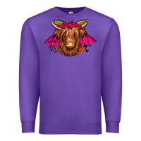Purple halloween highland cow horseshoe Premium Sweatshirt - Jasminsmagicworld