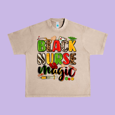 Black Nurse Magic Urban Heavy Tee Designed By Zillion Design Studio