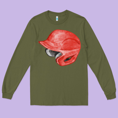 Red Baseball Helmet Fa Element Long Sleeve Tee Designed By Fadigitalartstudio