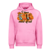 Fuchsia Pink i love fall most of all Urban Hoodie - RacoonDesign