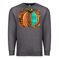 Charcoal Heather Fall leopard pumpkin Premium Sweatshirt - NancyCooperArtShop