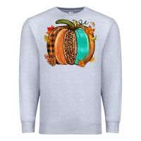Heather Grey Fall leopard pumpkin Premium Sweatshirt - NancyCooperArtShop