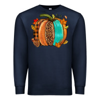 Navy Fall leopard pumpkin Premium Sweatshirt - NancyCooperArtShop