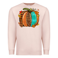 Pale Pink Fall leopard pumpkin Premium Sweatshirt - NancyCooperArtShop