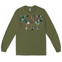Army Green Western Mama's Boy Long Sleeve Tee - CowhideDigitalArt