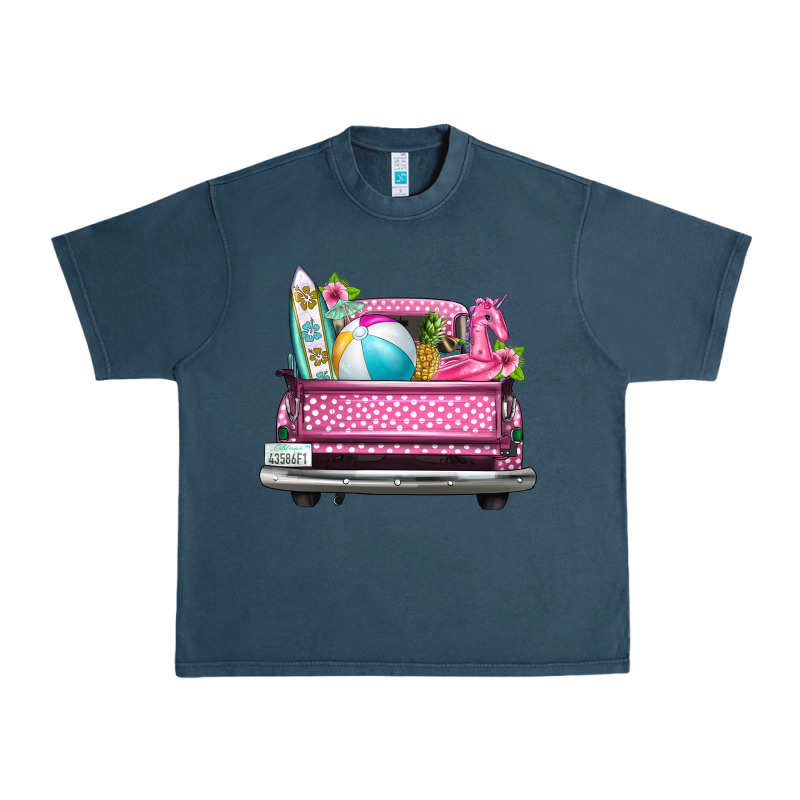 Summer Pink Truck Beach Urban Heavy Tee by texasbilliewilder | Teevron