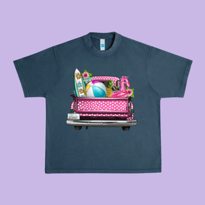 Summer Pink Truck Beach Urban Heavy Tee Designed By Texasbilliewilder