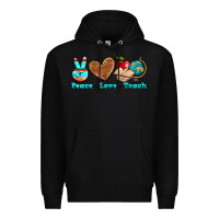 Black peace love teach Premium Hoodie - NancyCooperArtShop
