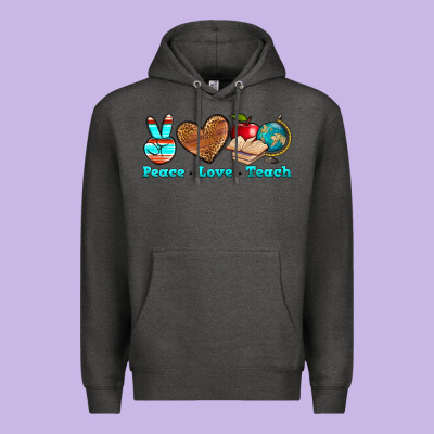 Peace Love Teach Premium Hoodie Designed By Nancycooperartshop