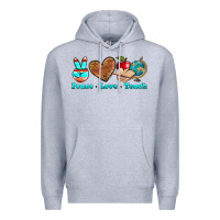 Heather Grey peace love teach Premium Hoodie - NancyCooperArtShop