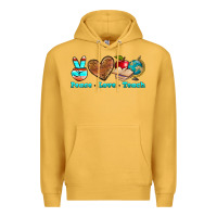 Mustard peace love teach Premium Hoodie - NancyCooperArtShop