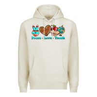 Oatmeal Heather peace love teach Premium Hoodie - NancyCooperArtShop