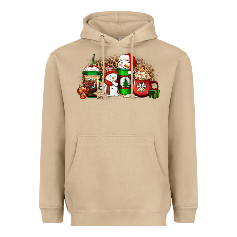Christmas Snow Coffee Cups Heavyweight Hoodie by Jasminsmagicworld | Teevron