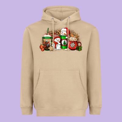 Christmas Snow Coffee Cups Heavyweight Hoodie Designed By Jasminsmagicworld