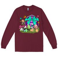 Burgundy Easter Farm Animal Easter Day Long Sleeve Tee - Neo Western