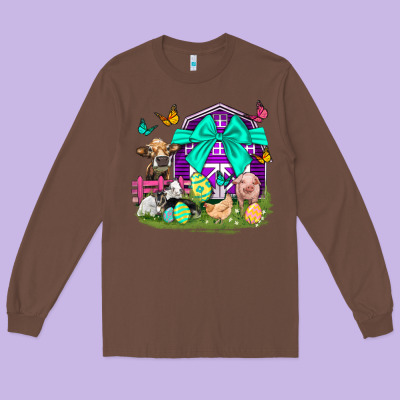 Easter Farm Animal Easter Day Long Sleeve Tee Designed By Neo Western