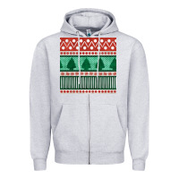 Heather Grey christmas trees hand drawn seamless pattern Zipper Hoodie - BundleAndBundleShop