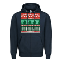 Navy christmas trees hand drawn seamless pattern Zipper Hoodie - BundleAndBundleShop