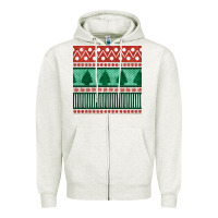 Oatmeal Heather christmas trees hand drawn seamless pattern Zipper Hoodie - BundleAndBundleShop