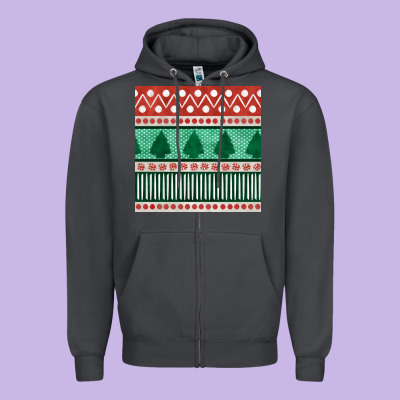 Christmas Trees Hand Drawn Seamless Pattern Zipper Hoodie Designed By Bundleandbundleshop
