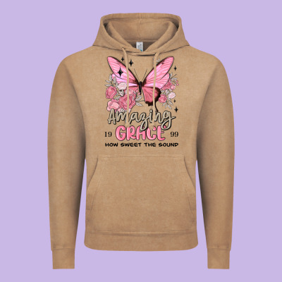 Vintage Hoodie amazing grace how sweet the sound butterfly