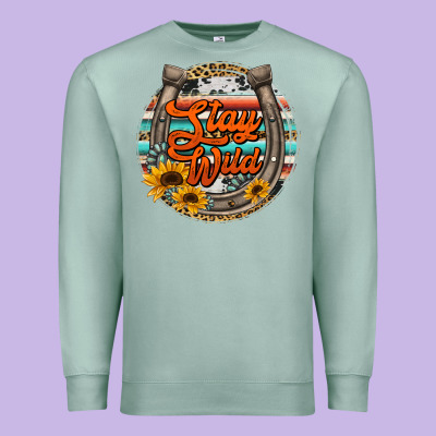 Stay Wild Horseshoe Premium Sweatshirt Designed By Jasminsmagicworld
