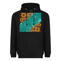 Black Tooled Leather And Sunflowers Heavyweight Hoodie - Jasminsmagicworld