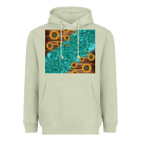 Matcha Tooled Leather And Sunflowers Heavyweight Hoodie - Jasminsmagicworld